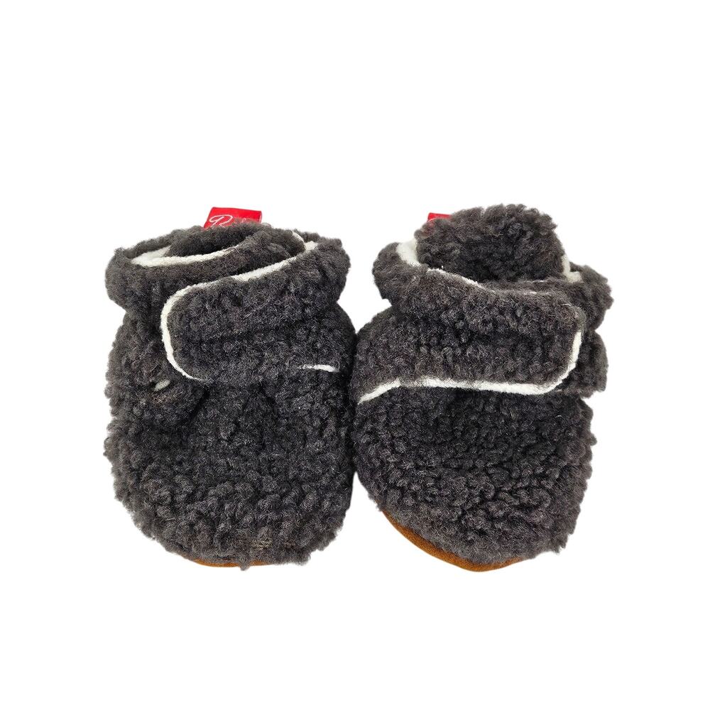 MY BABY FUZZY SHERPA NON-SLIP BABY SLIPPERS DARK GRAY SIZE 0-6 Months
